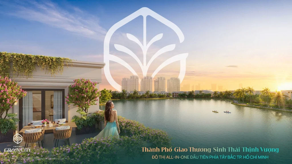 Phối cảnh ban công nhìn ra hồ nước tại Vinhomes Green City