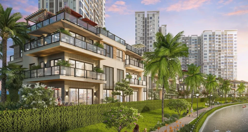Phối cảnh dãy nhà phố ven kênh đào