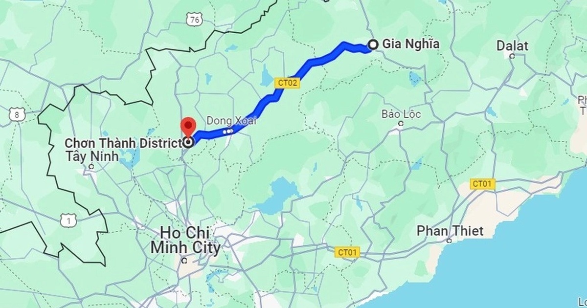 Bản đồ tuyến cao tốc Gia Nghĩa Chơn Thành nối Đắk Nông với Bình Phước