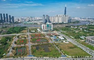 Khu đất tái định cư và các lô đất tại Khu đô thị mới Thủ Thiêm nhìn từ trên cao