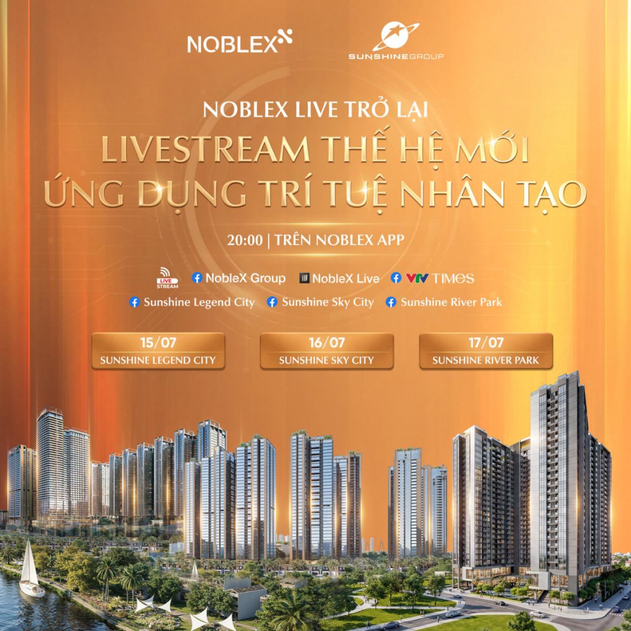 Lịch phát sóng 3 ngày livestream Sunshine Group giới thiệu Legend City, Sky City, River Park