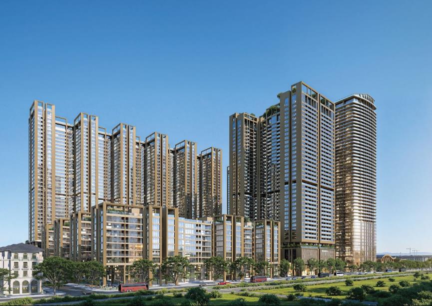 Phối cảnh cụm tòa căn hộ cao tầng trong dự án của Sunshine Group