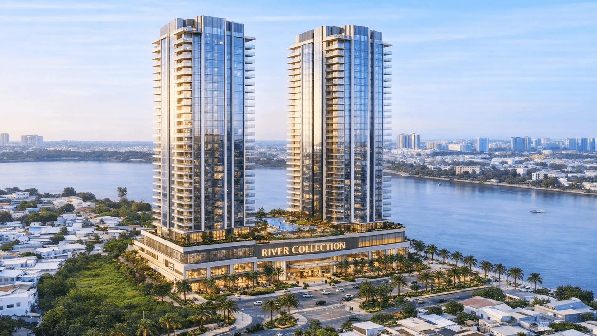 Phối cảnh dự án River Collection An Gia với hai tòa tháp cao tầng nhìn ra sông Đồng Nai