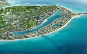 Phối cảnh tổng thể đô thị lấn biển Vinhomes Green Paradise Cần Giờ nhìn từ trên cao