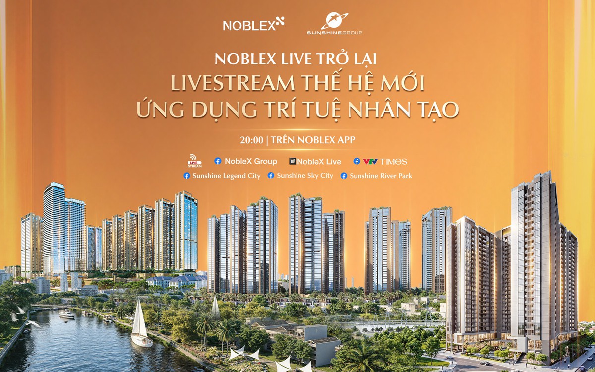 Poster chương trình NobleX Live của Sunshine Group phát sóng 20h trên NobleX App
