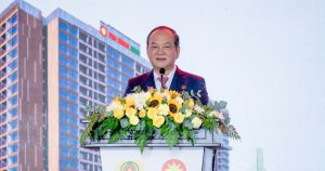Lãnh đạo Tập đoàn Phú Cường phát biểu tại lễ khánh thành dự án nhà ở cho công an