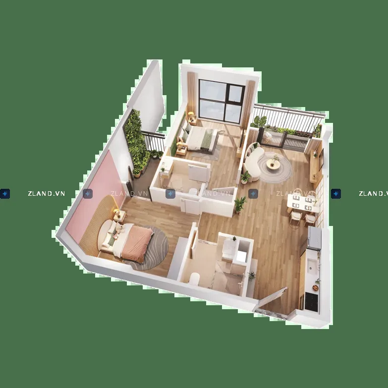 Mặt bằng thiết kế căn hộ có ban công tại dự án Imperia Green City