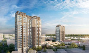 Phối cảnh 2 tòa tháp căn hộ Vlasta Premier Phú Hội cạnh khu nhà phố liền kề