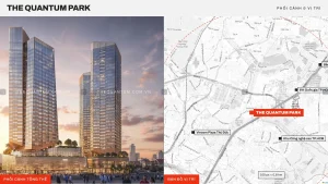 Phối cảnh tổng thể The Quantum Park và bản đồ vị trí mặt tiền Xa lộ Hà Nội