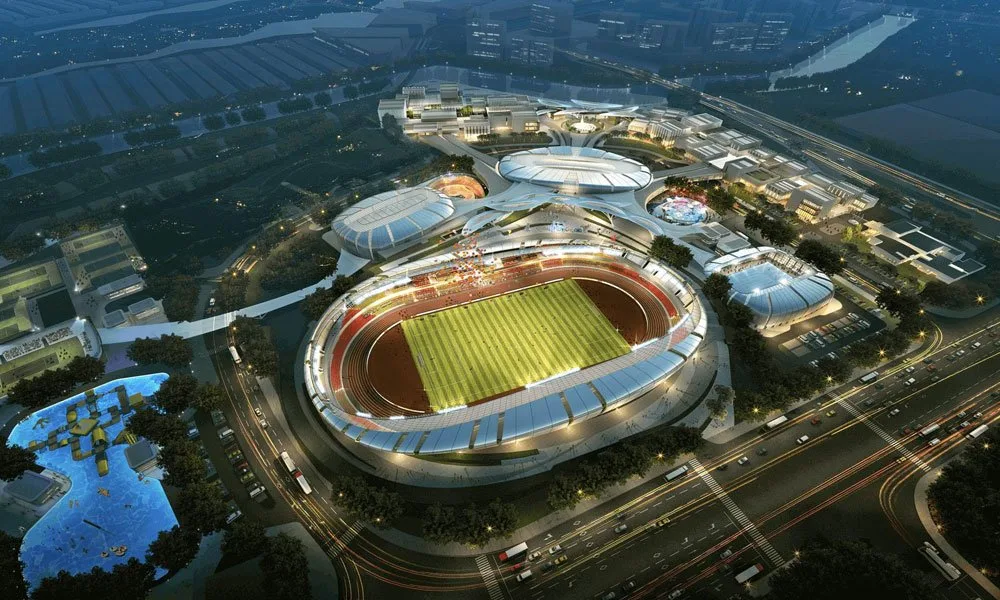 Sân vận động sức chứa 10.000 chỗ ngồi tại dự án Saigon Sports City nhìn về đêm