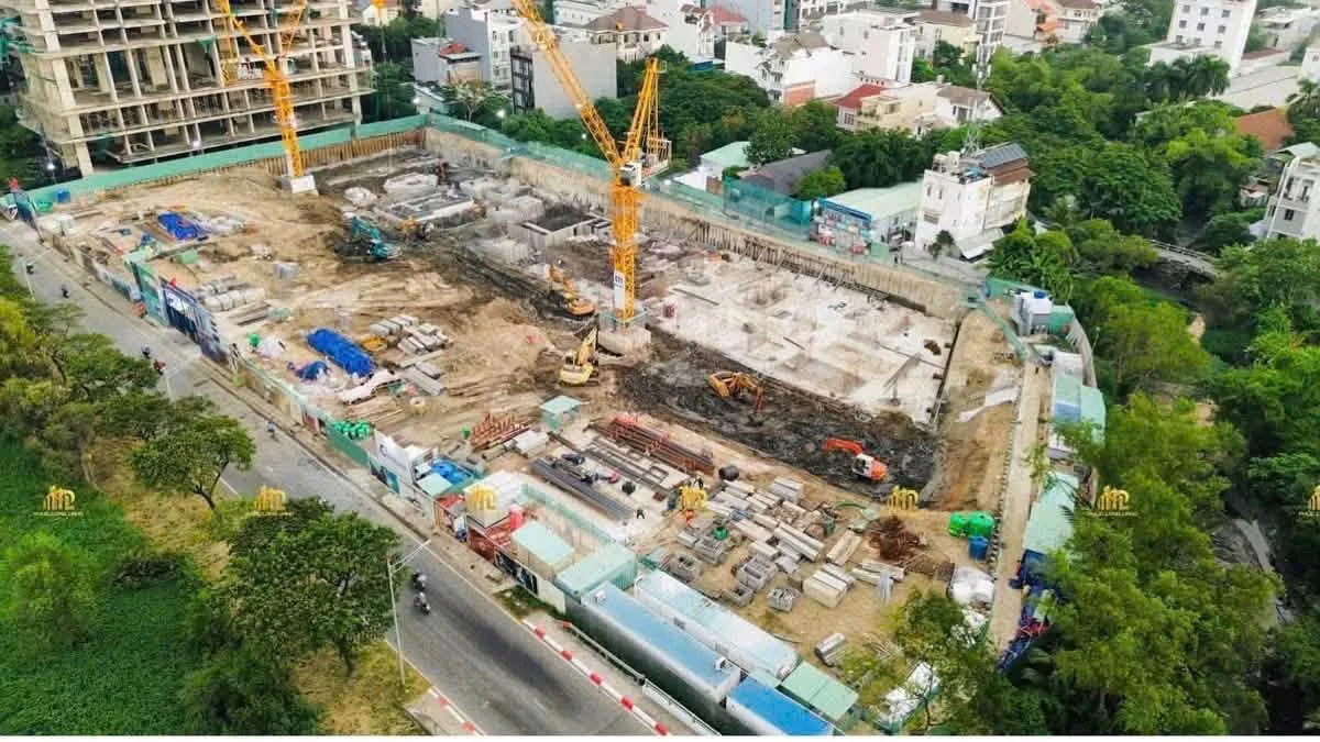 Công trường thi công phần móng dự án Celesta Gold nhìn từ trên cao