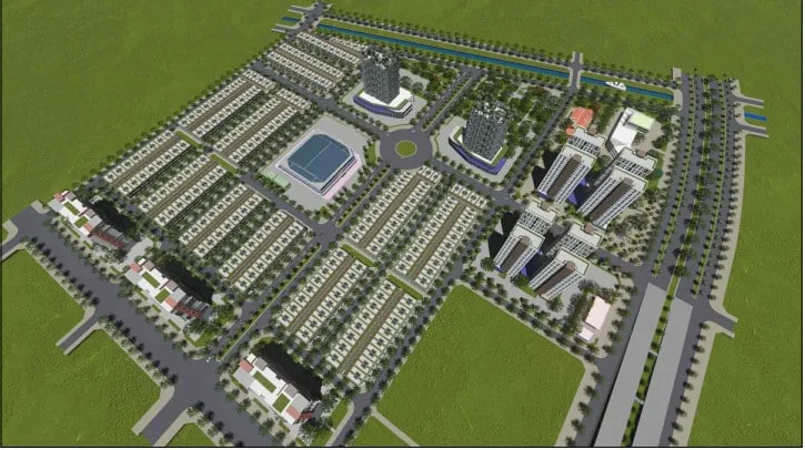 Phối cảnh tổng thể khu đô thị Spring Ville với các block căn hộ và khu nhà phố liền kề