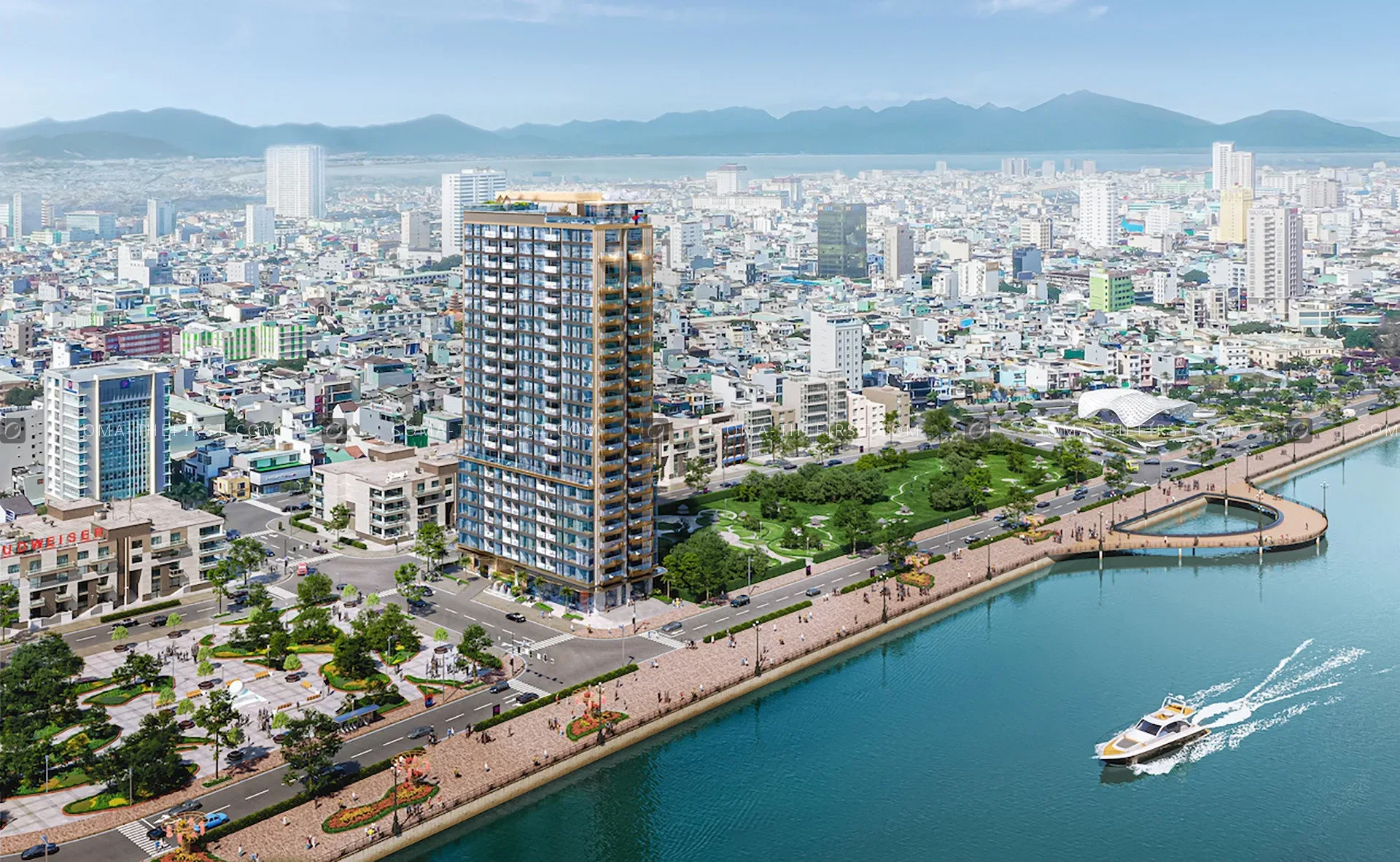 Phối cảnh tổng thể The Filmore Đà Nẵng bên sông Hàn của Filmore Development, không phải phối cảnh SOMA The First