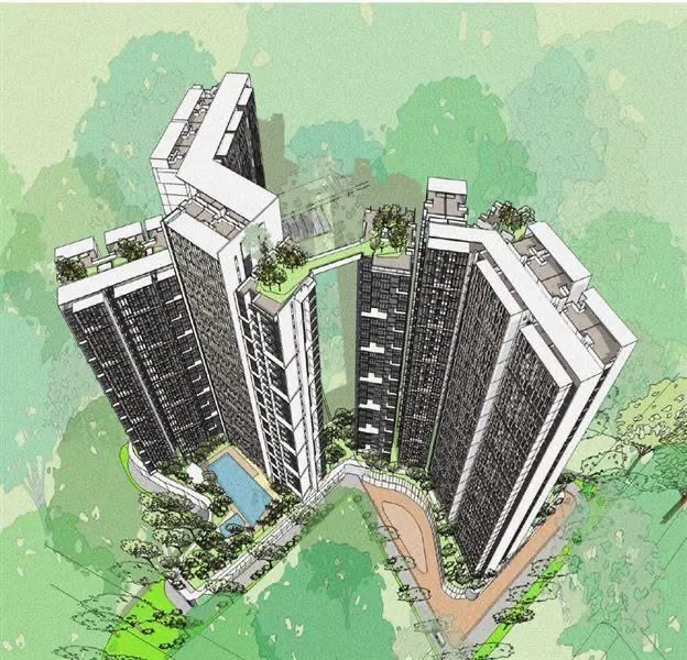 Phối cảnh trên cao thiết kế hình ngôi sao ba cánh của dự án Mont Alp Residences